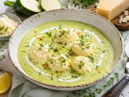 Zucchinischaumsuppe mit Quarknockerln