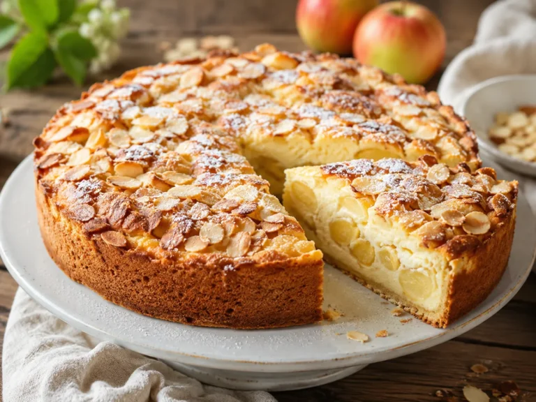 Apfel-Rahmkuchen mit Mandelkruste