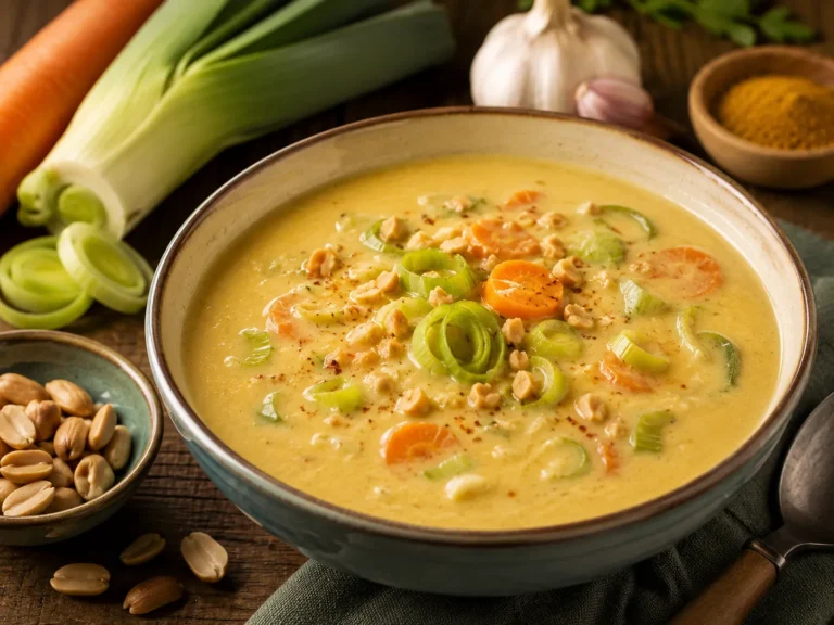 Lauch-Erdnuss-Suppe