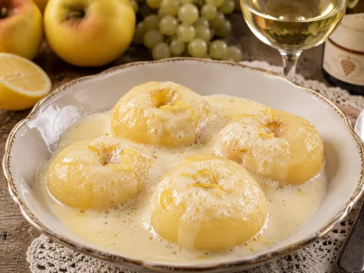 Schmelzäpfel mit Weinschaumsauce Schmelzäpfel mit Weinschaumsauce