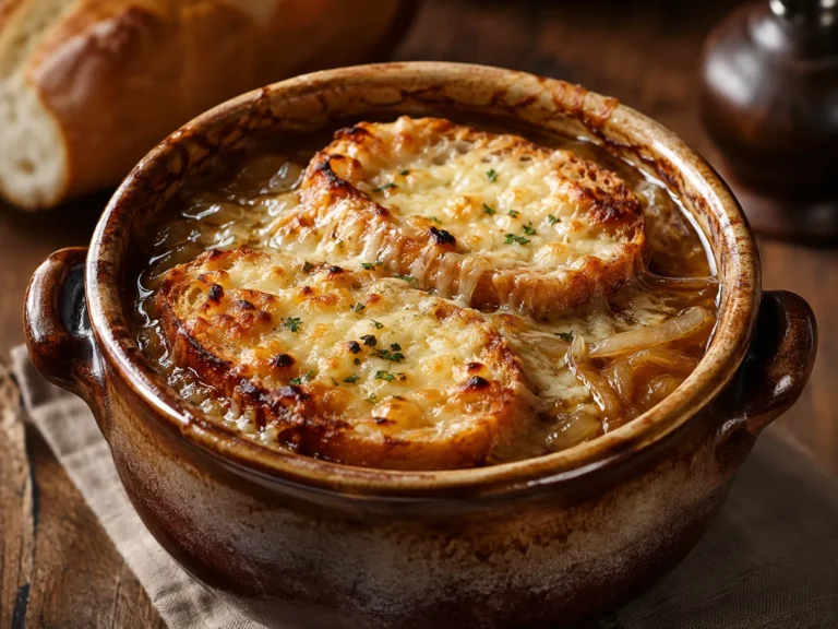 Franzoesische Zwiebelsuppe – Rezeptfoto im Club der Hobbyköche.
