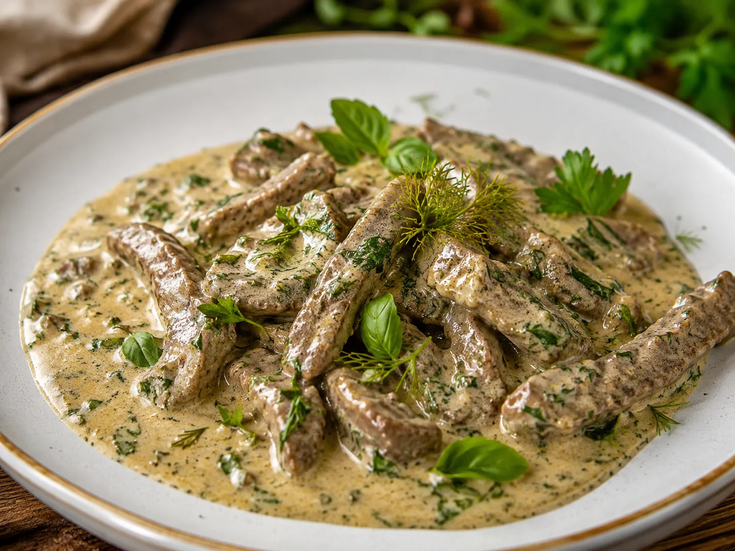 Geschnetzelte Kalbsleber Kraeuterrahmsoße – Rezeptfoto im Club der Hobbyköche.