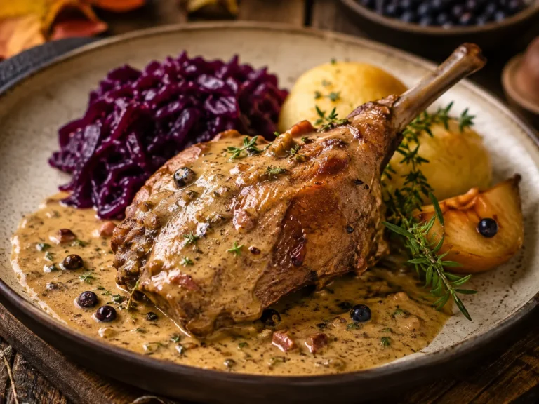Hasenkeule Wacholderrahm – Rezeptfoto im Club der Hobbyköche.