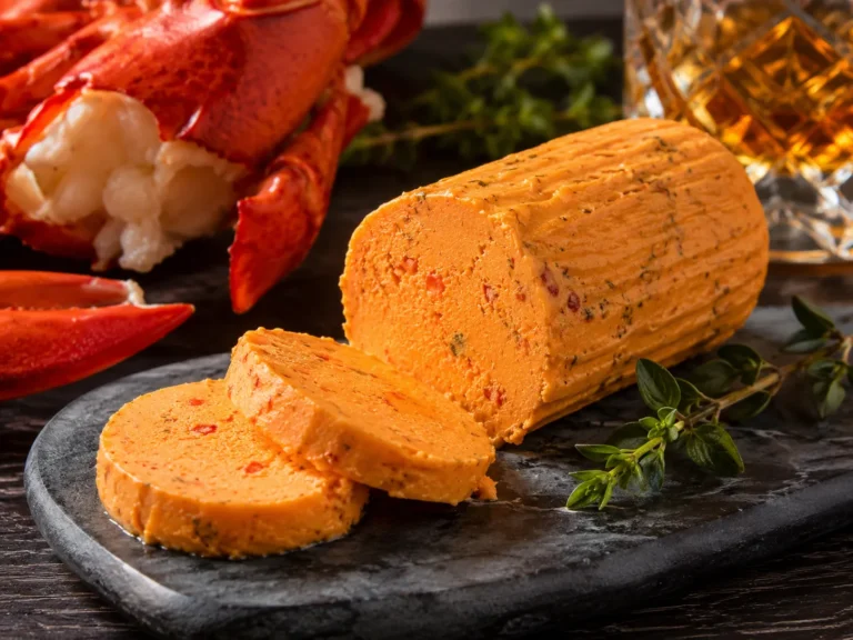 Hummerbutter – fertig angerichtetes Rezeptgericht.