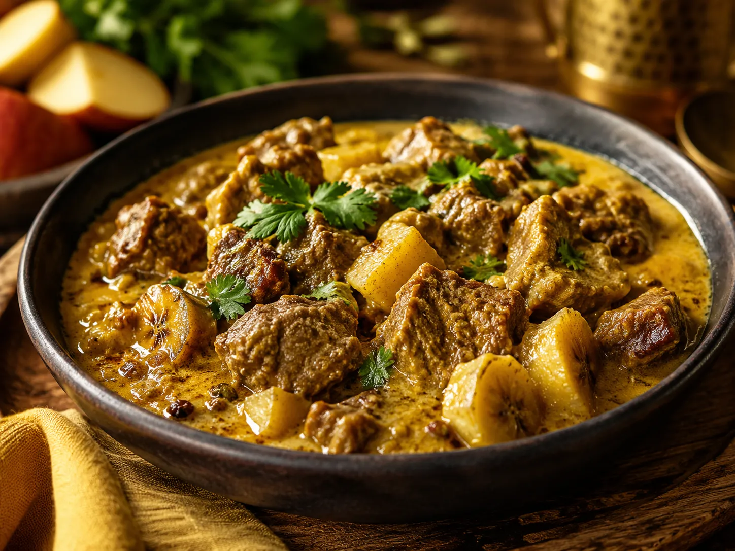 Indisches Lammragout – fertig angerichtetes Rezeptgericht.
