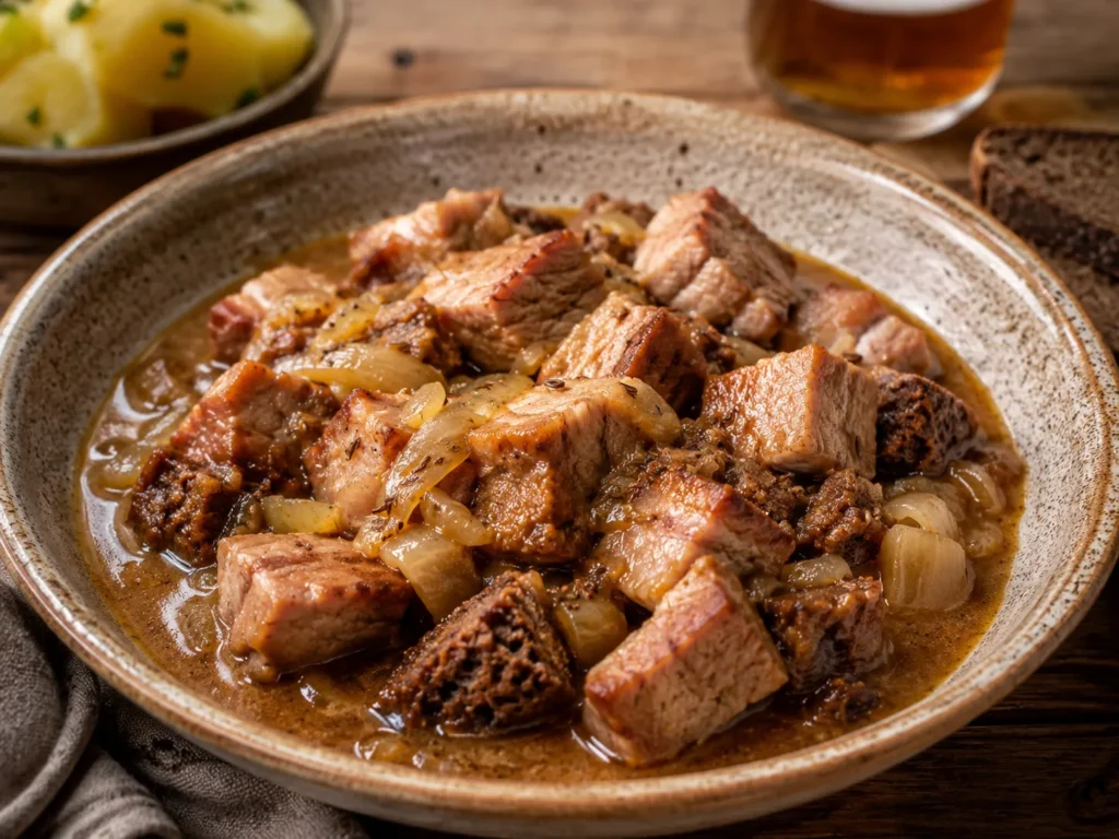 Rezeptfoto: Thueringer Kuemmelfleisch mit Bier.