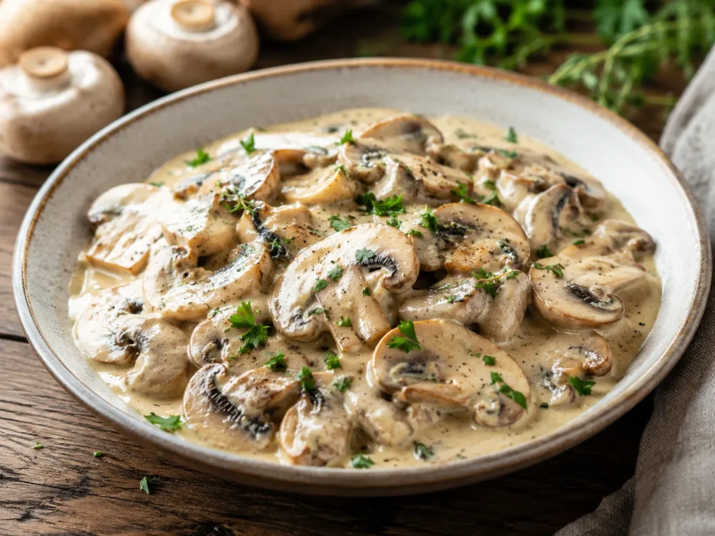 Champignons in rahm – Rezeptfoto im Club der Hobbyköche.