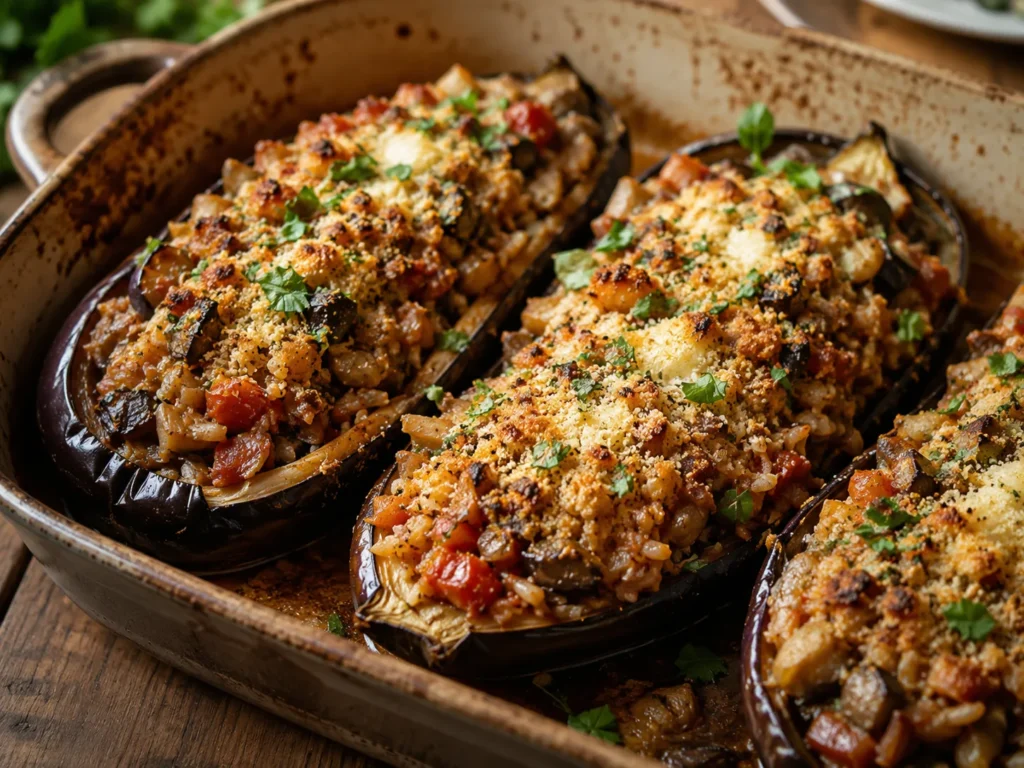 Gefuellte auberginen – Rezeptfoto im Club der Hobbyköche.